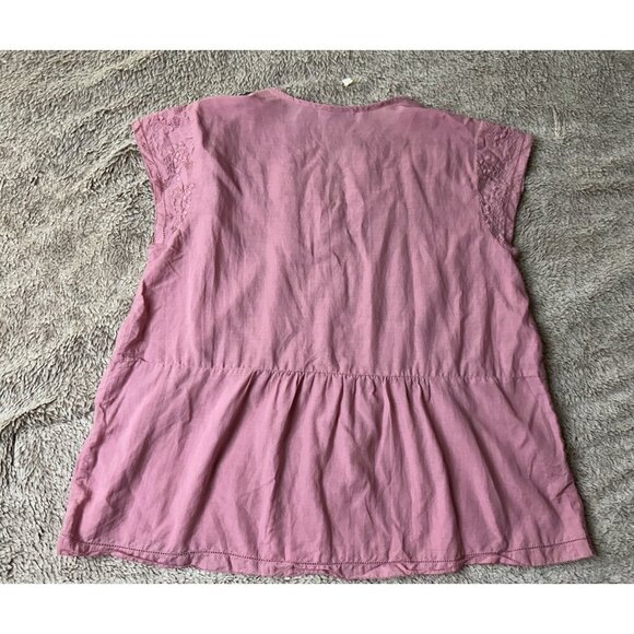 Sundance Katana Dusty Rose Top Boho Embroidered Cap Sleeve M - Picture 11 of 11